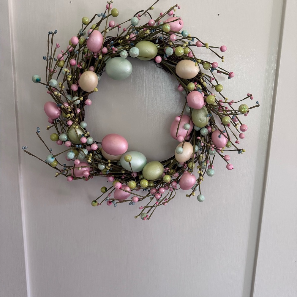 Easter - Pastel Egg Spring Wreath - Home Holiday Decor 12 in - Picture 2 of 9
